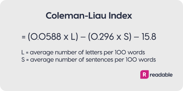 Coleman Liau Index | free readability score