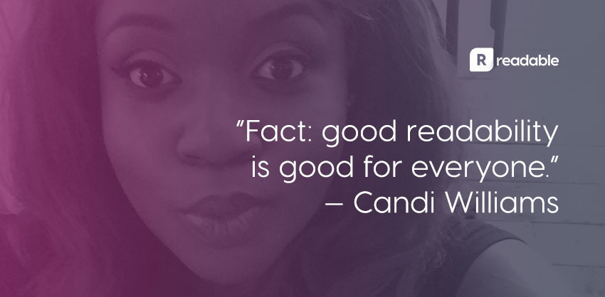 Candi Williams social | Readable, free readability test