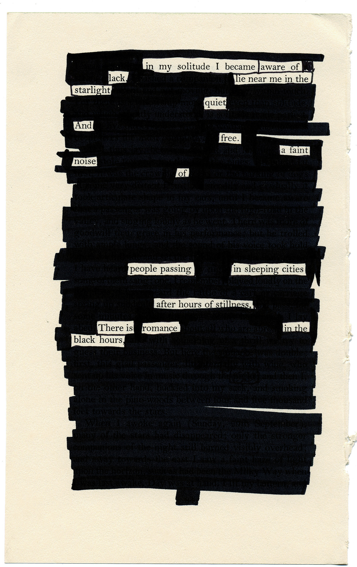 Tyler Knott Gregson blackout poem | text reads 'there is romance in the black hours
