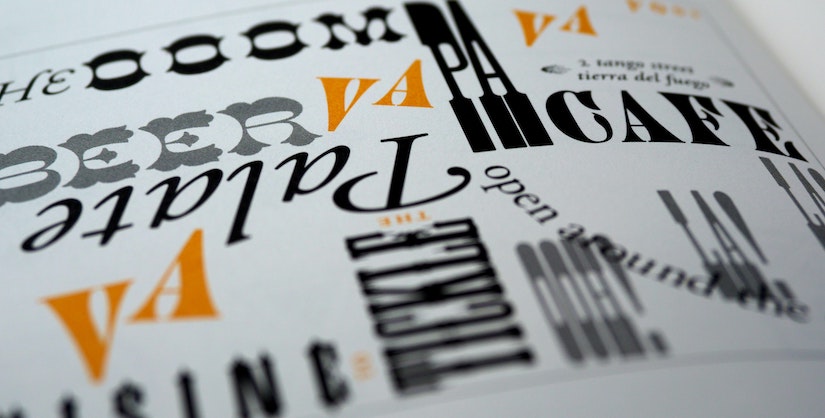 Fonts printed in a book, article on font and readability
