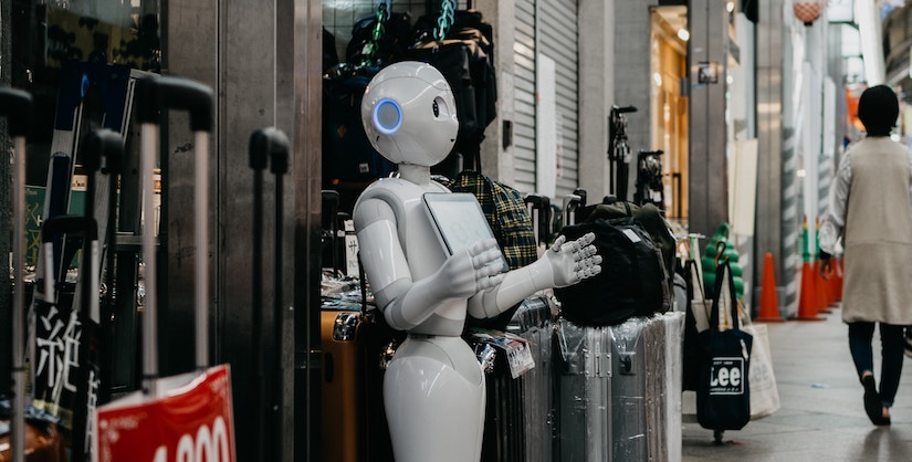 Robot in a shopping street