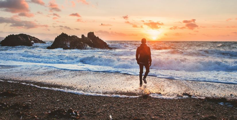 Man on beach,